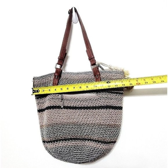 THE SAK Silverwood Crochet Shoreline Bucket Hobo Bag Multicolor Striped 15x13 - Picture 7 of 10